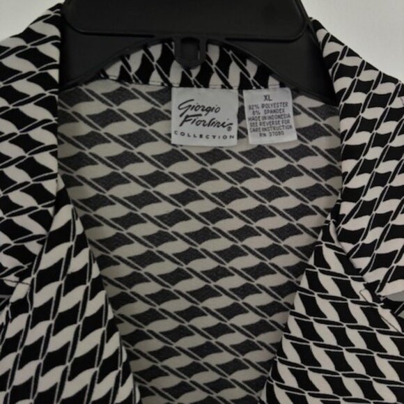 Giorgio Fiorlini Collections Blouse XL Black White Geometric Modern Whimysgoth - Picture 6 of 6